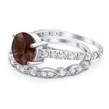 Two Piece Round Natural Stone Bridal Ring