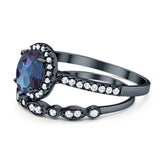 Two Piece Oval Natural Stone Bridal Ring