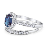 Two Piece Oval Natural Stone Bridal Ring