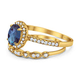 Two Piece Oval Natural Stone Bridal Ring