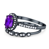 Two Piece Oval Natural Stone Bridal Ring