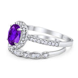 Two Piece Oval Natural Stone Bridal Ring