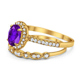 Two Piece Oval Natural Stone Bridal Ring