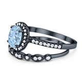 Two Piece Oval Natural Stone Bridal Ring