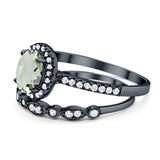 Two Piece Oval Natural Stone Bridal Ring