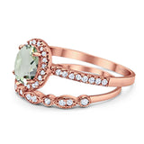 Two Piece Oval Natural Stone Bridal Ring