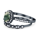 Two Piece Oval Natural Stone Bridal Ring