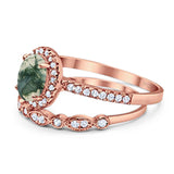 Two Piece Oval Natural Stone Bridal Ring