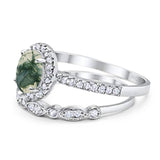 Two Piece Oval Natural Stone Bridal Ring