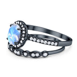 Two Piece Oval Natural Stone Bridal Ring