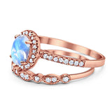 Two Piece Oval Natural Stone Bridal Ring