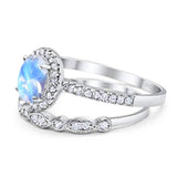 Two Piece Oval Natural Stone Bridal Ring