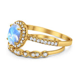 Two Piece Oval Natural Stone Bridal Ring