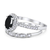 Two Piece Oval Natural Stone Bridal Ring