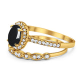 Two Piece Oval Natural Stone Bridal Ring
