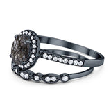 Two Piece Oval Natural Stone Bridal Ring