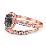 Two Piece Oval Natural Stone Bridal Ring