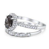 Two Piece Oval Natural Stone Bridal Ring