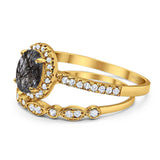 Two Piece Oval Natural Stone Bridal Ring