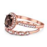 Two Piece Oval Natural Stone Bridal Ring