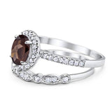 Two Piece Oval Natural Stone Bridal Ring