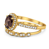 Two Piece Oval Natural Stone Bridal Ring