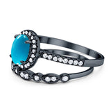 Two Piece Oval Natural Stone Bridal Ring