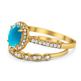 Two Piece Oval Natural Stone Bridal Ring
