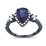 Art Deco Pear Natural Stone Trio Ring