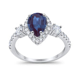 Art Deco Pear Natural Stone Trio Ring