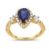 Art Deco Pear Natural Stone Trio Ring