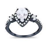 Art Deco Pear Natural Stone Trio Ring