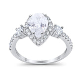 Art Deco Pear Natural Stone Trio Ring
