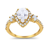 Art Deco Pear Natural Stone Trio Ring