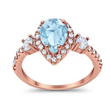 Art Deco Pear Natural Stone Trio Ring