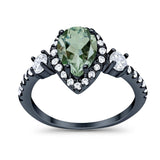 Art Deco Pear Natural Stone Trio Ring