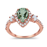 Art Deco Pear Natural Stone Trio Ring