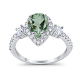 Art Deco Pear Natural Stone Trio Ring