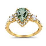 Art Deco Pear Natural Stone Trio Ring