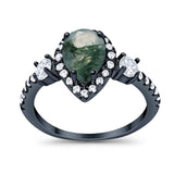 Art Deco Pear Natural Stone Trio Ring