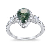 Art Deco Pear Natural Stone Trio Ring