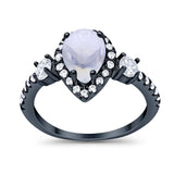 Art Deco Pear Natural Stone Trio Ring