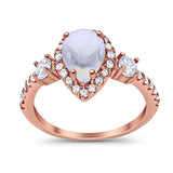 Art Deco Pear Natural Stone Trio Ring