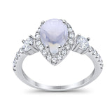 Art Deco Pear Natural Stone Trio Ring