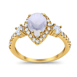 Art Deco Pear Natural Stone Trio Ring