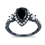 Art Deco Pear Natural Stone Trio Ring