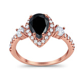 Art Deco Pear Natural Stone Trio Ring