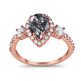 Art Deco Pear Natural Stone Trio Ring