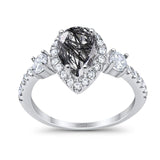 Art Deco Pear Natural Stone Trio Ring