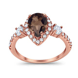 Art Deco Pear Natural Stone Trio Ring